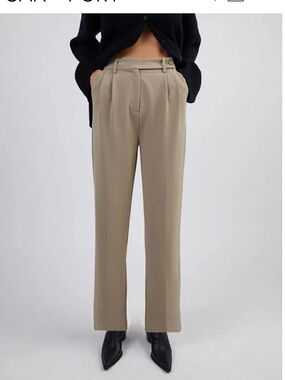 Oak + Fort wide leg trouser Beige Neutral Khaki Pants business casual sz 2